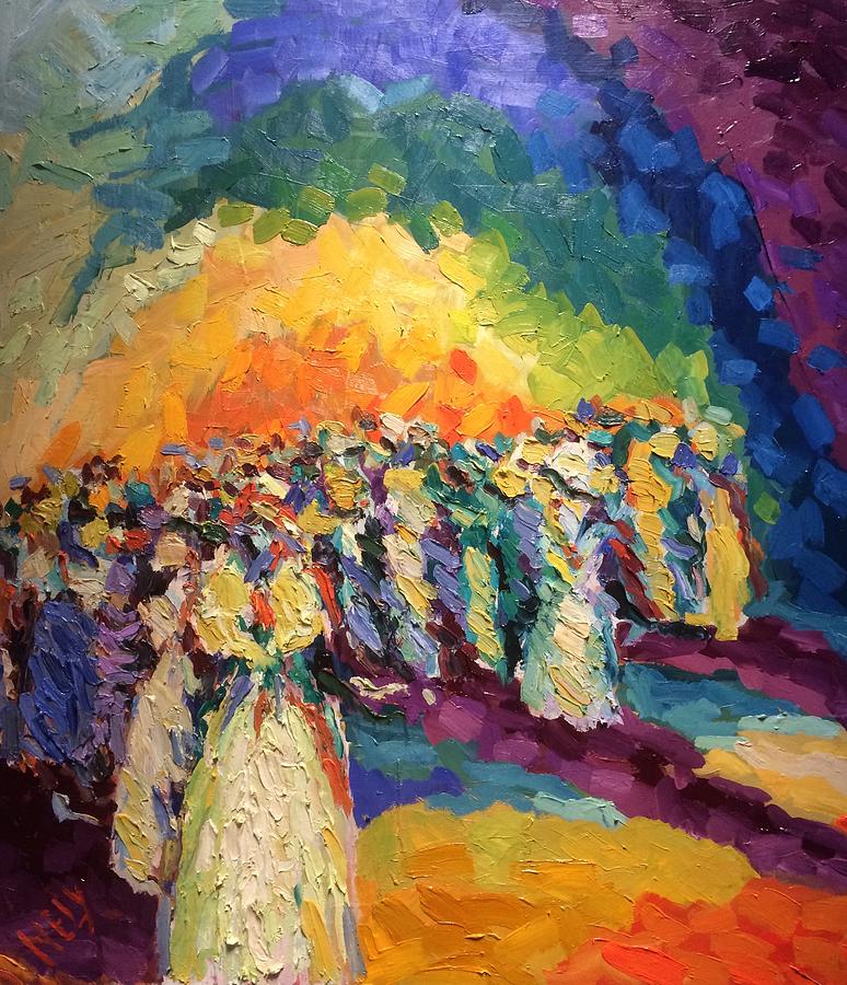 Pray under the Rainbow Painting by Nelya Pinchuk