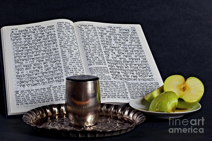 Prayer book, Apple Honey, goblet Photograph by Yossi Aptekar