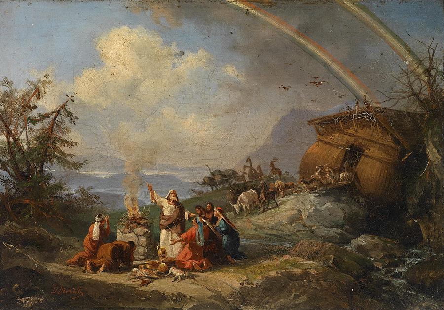 Prayer Of Thanks After Disembarking From Noahs Ark by Domenico Morelli Painting by Celestial Images
