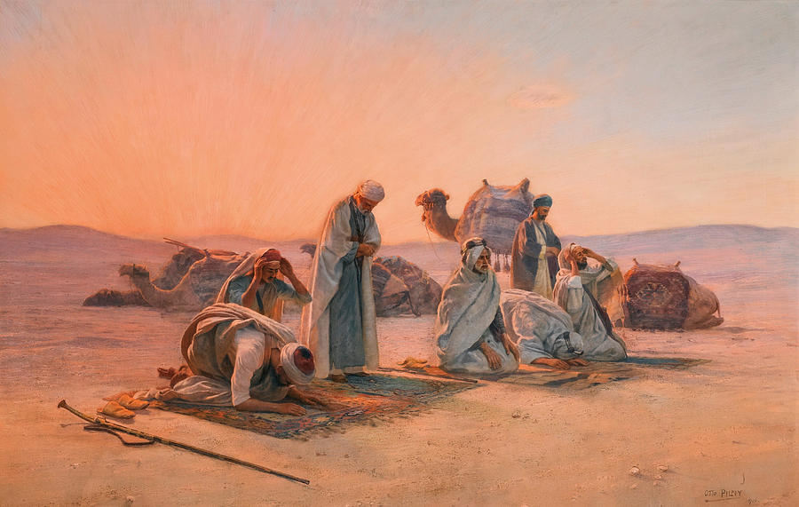 Prayers at Sunset Painting by Otto Pilny