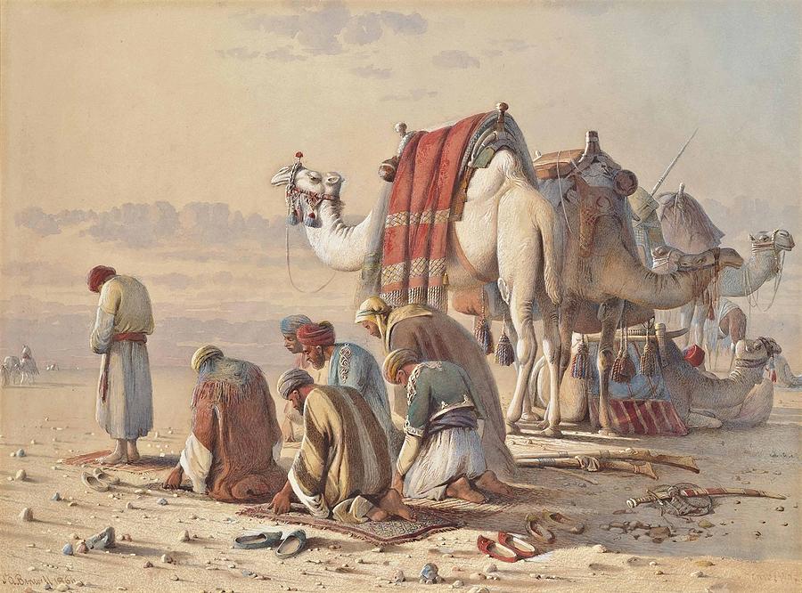 Prayers in the desert Painting by Joseph Austin