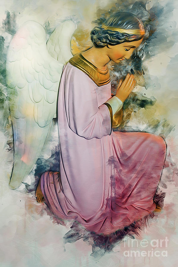 Praying Angel Painting by Ian Mitchell