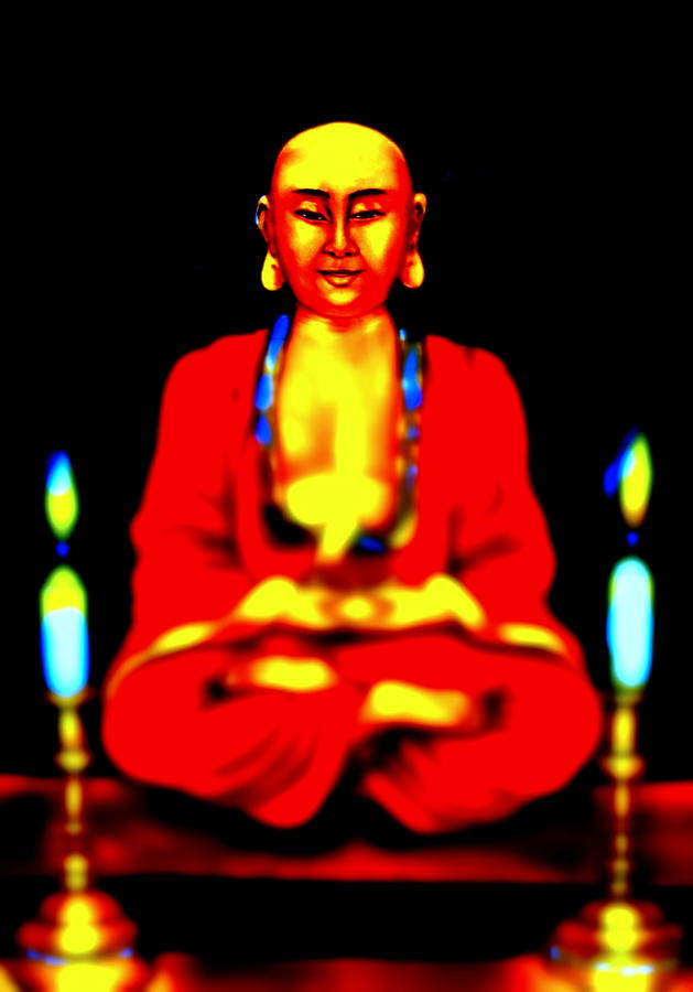Buddha Painting - Praying Buddha -2 by Carmen Cordova