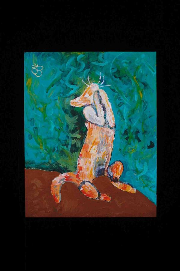 Praying Cat Painting by AJ Brown