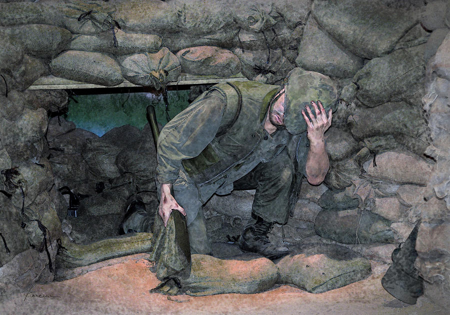 Praying in the Bunker Digital Art by Frances Miller