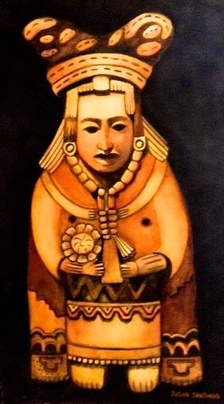 Pre Columbian God Painting by Susan Santiago