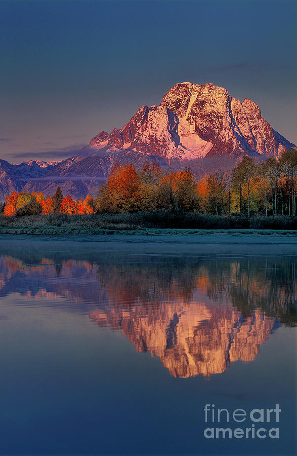 Pre-dawn Autumn Tetons Oxbow Bend Grand Tetons National Park Photograph by Dave Welling