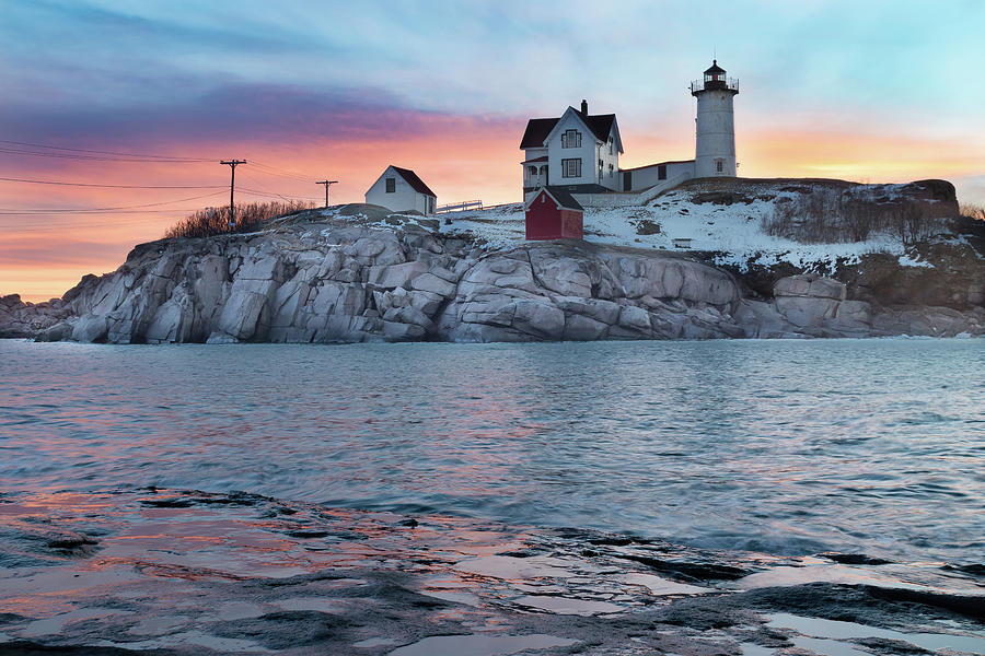 Pre-Dawn Colors at Cape Neddick Lighthouse Photograph by Kristen Wilkinson