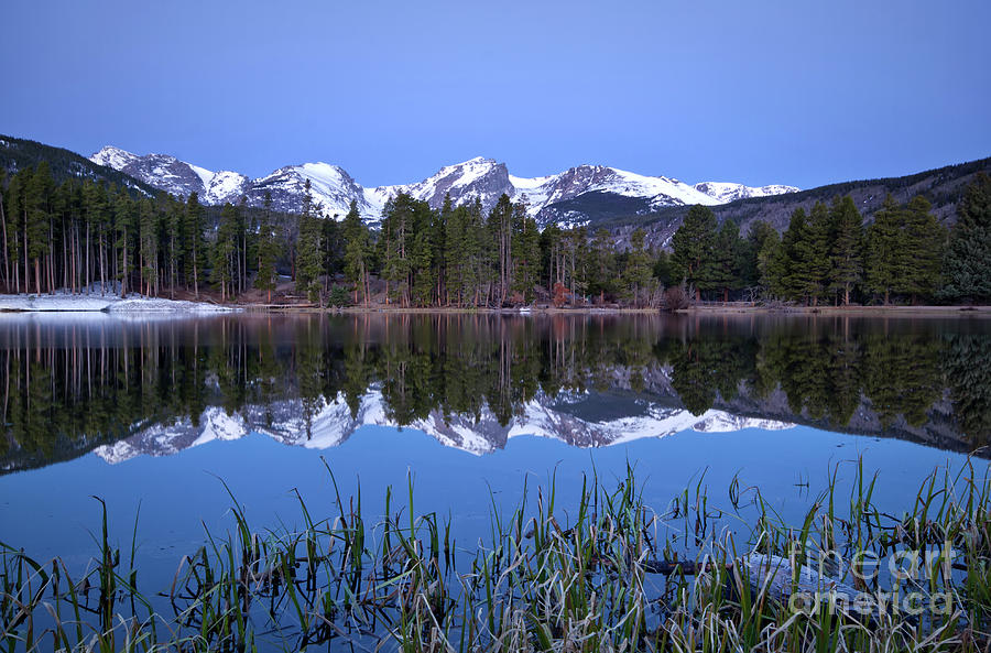 Pre dawn image of the Continental Divide and a Sprague Lake refl Photograph by Ronda Kimbrow