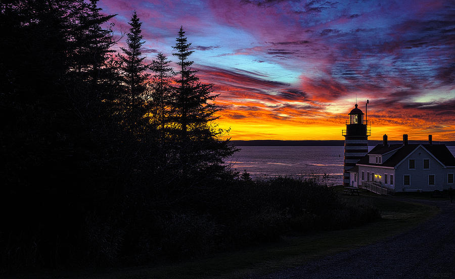 Pre Dawn Light at West Quoddy Head Lighthouse Photograph by Marty Saccone