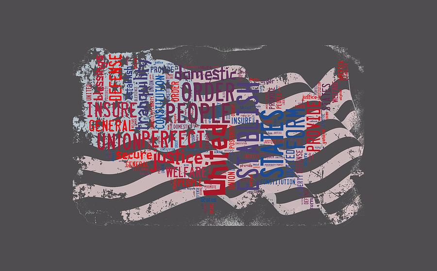Preamble to the Constitution on US Map Digital Art by Paulette B Wright