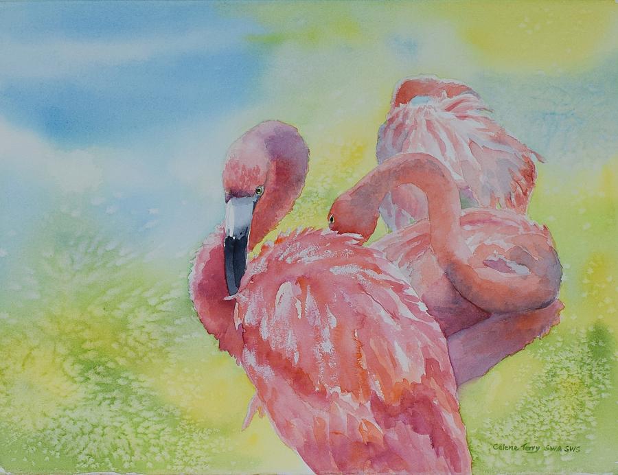 Preening Painting by Celene Terry