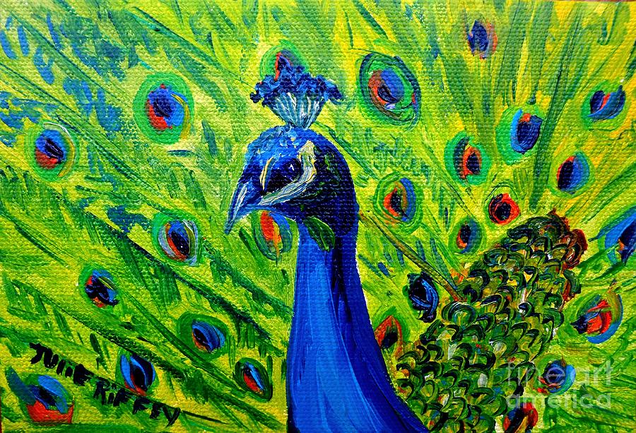 Preening Peacock Painting by Julie Brugh Riffey