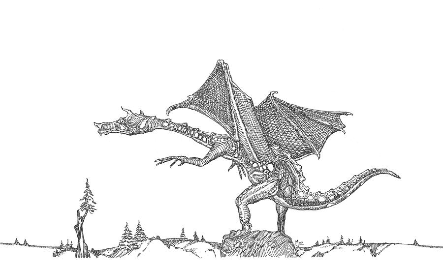 Preflight Dragon Drawing by Mark Johnson