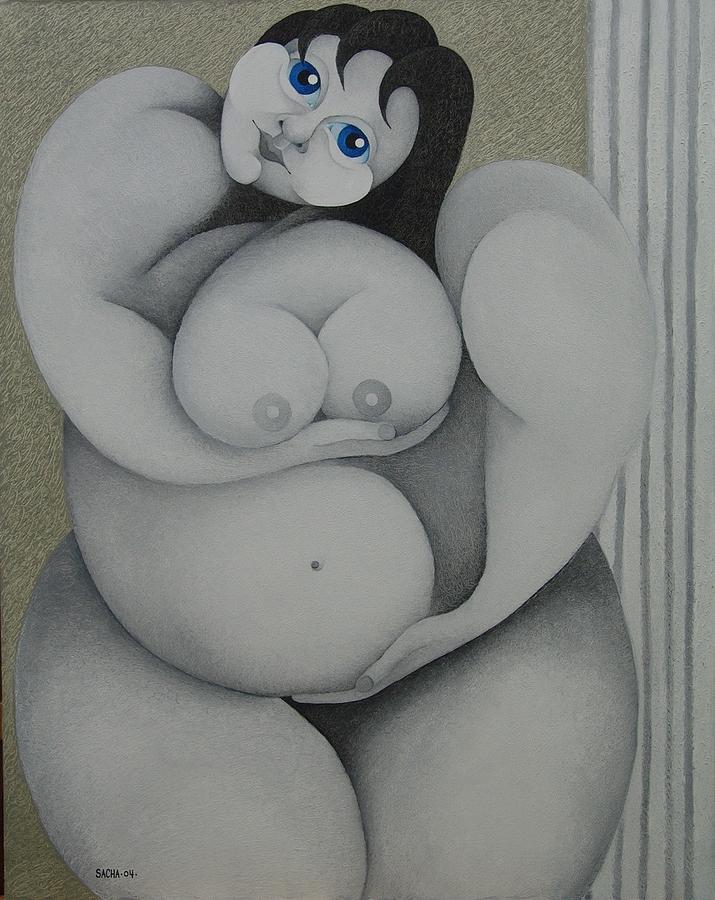 Pregnant Woman  2004 Painting by S A C H A -  Circulism Technique