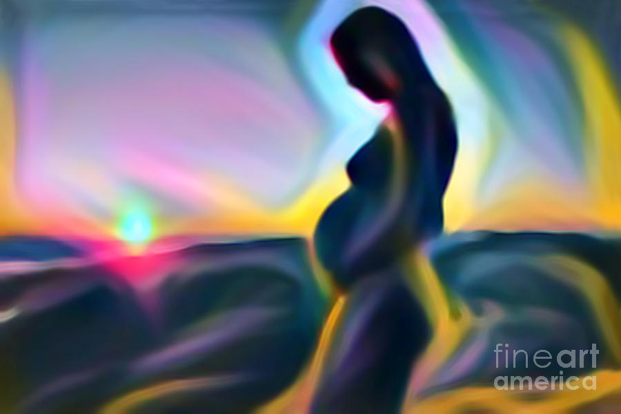 Abstract Mixed Media - Pregnant Woman in The Sun by Wernher Krutein