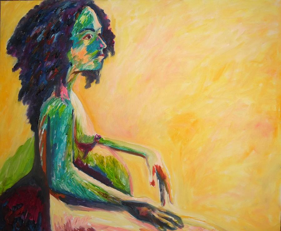 Pregnant Woman in Yellow Painting by Esther Newman-Cohen