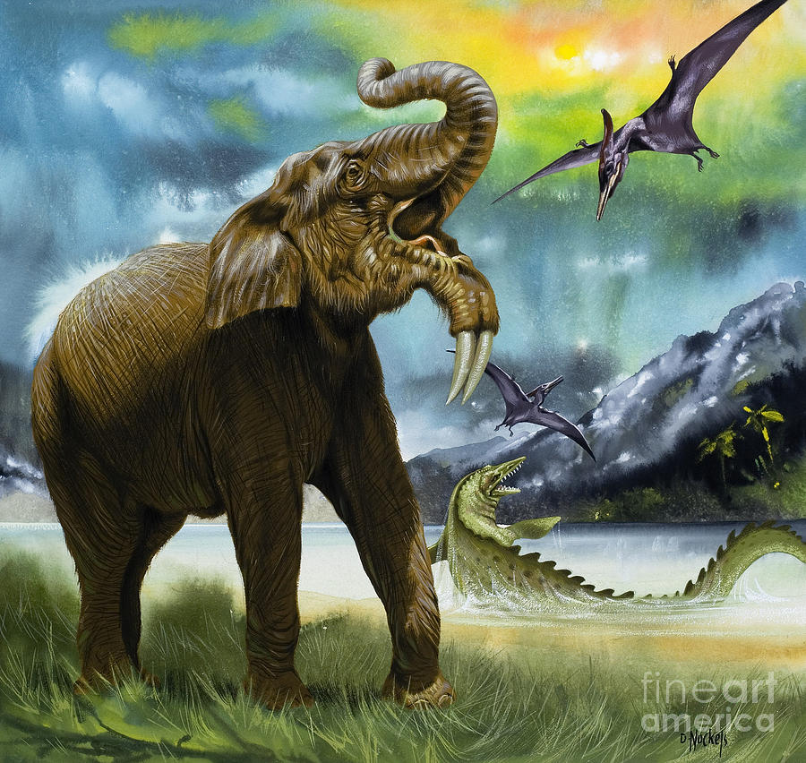 Jurassic Park Painting - Prehistoric Animals by David Nockels