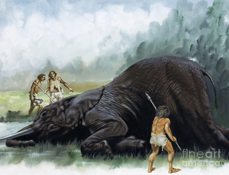 Prehistoric Painting - Prehistoric Hunters by David Nockels