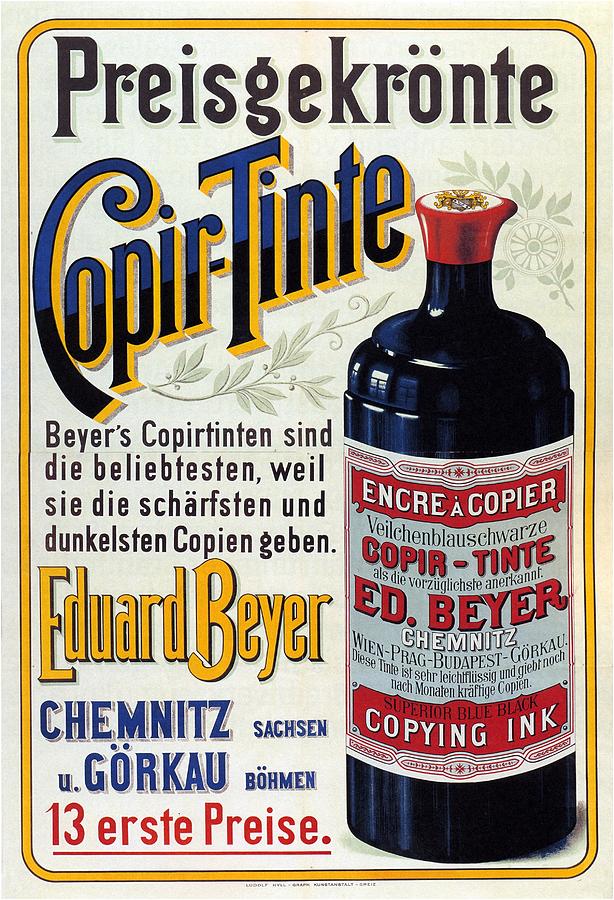 Preisgekronte Copir-tinte - Copying Ink - Vintage Advertising Poster Mixed Media