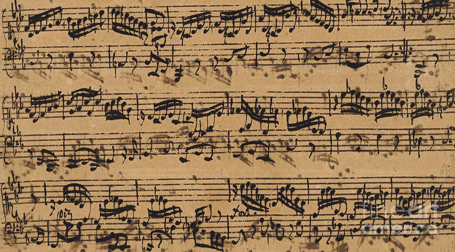 Music Drawing - Prelude, Fugue and Allegro in E flat by Johann Sebastian Bach