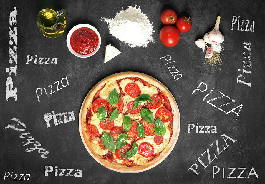 Cheese Photograph - Prepared pizza and its ingredients  by Vadim Goodwill