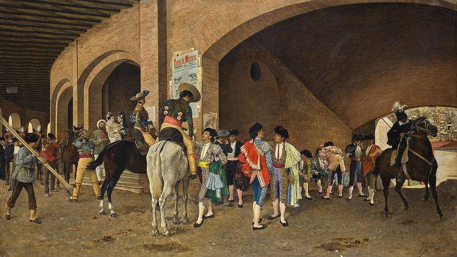 Horse Painting - Preparing gor the Corrida by Joaquin Agrasot