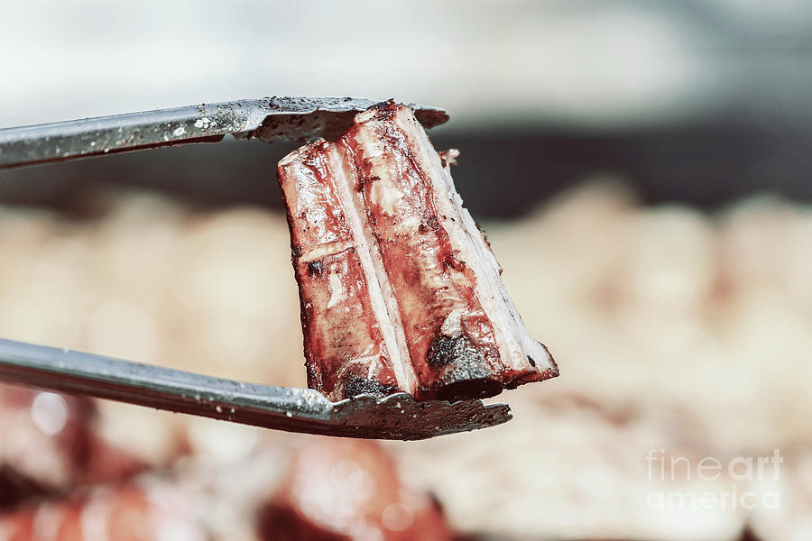 Nature Photograph - Preparing Steaks On Barbecue Day by Radu Bercan
