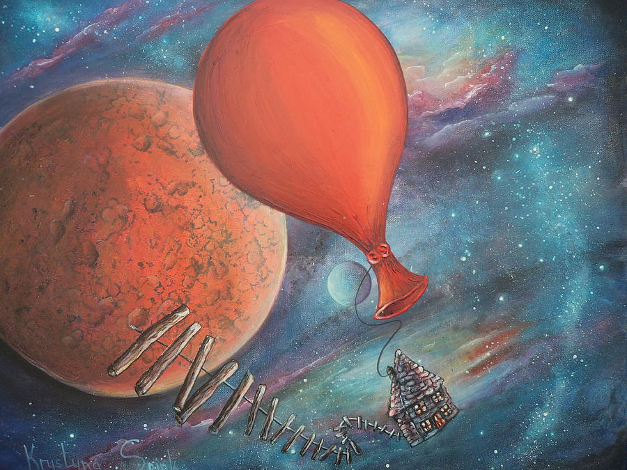 Space Painting - Preparing To Land by Krystyna Spink