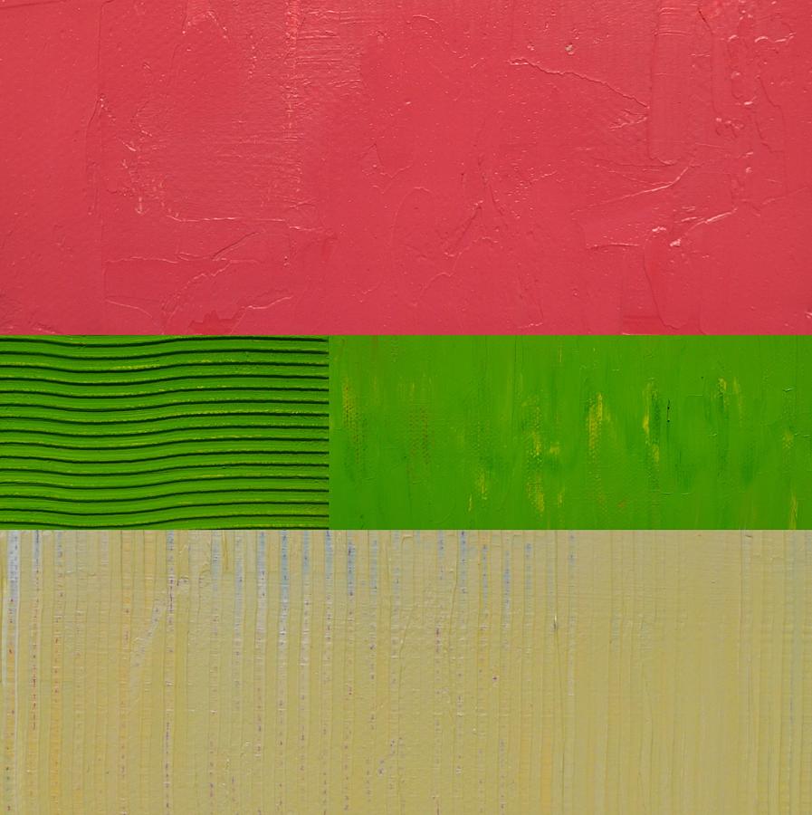 Abstract Painting - Preppy Pink and Green by Michelle Calkins