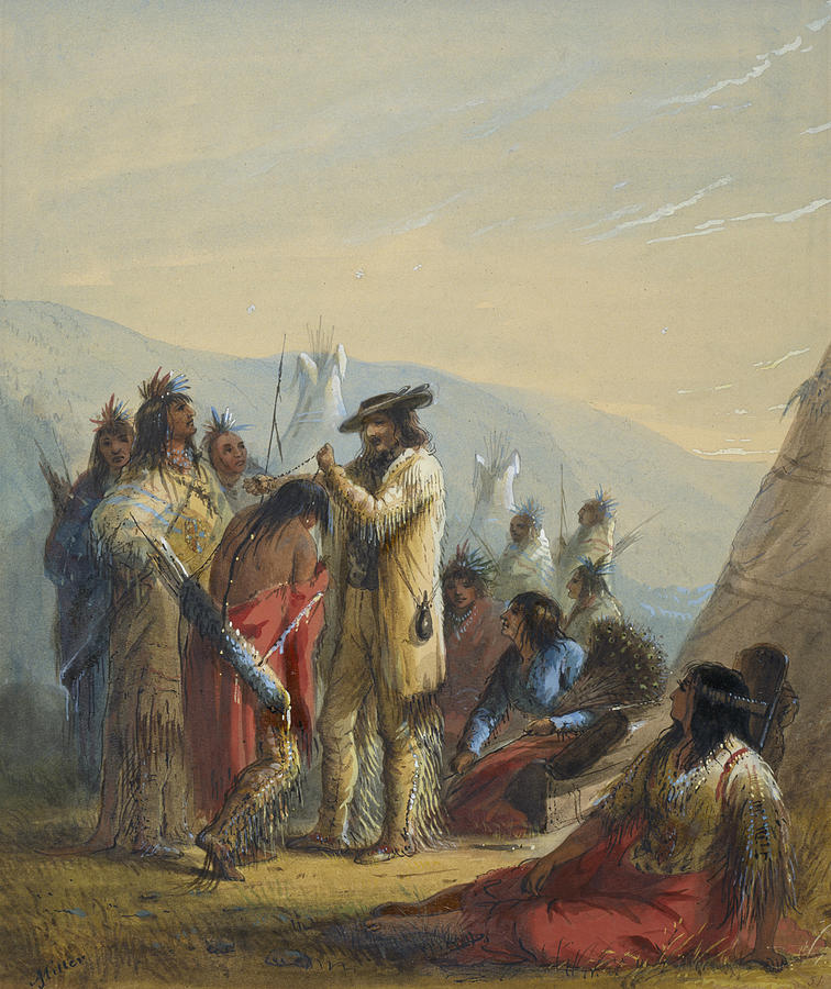 Presents to Indians Painting by Alfred Jacob Miller