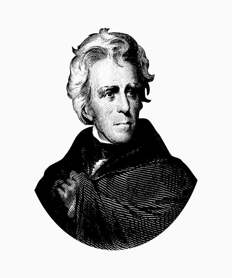 President Andrew Jackson Graphic Black and White Digital Art by War Is Hell Store