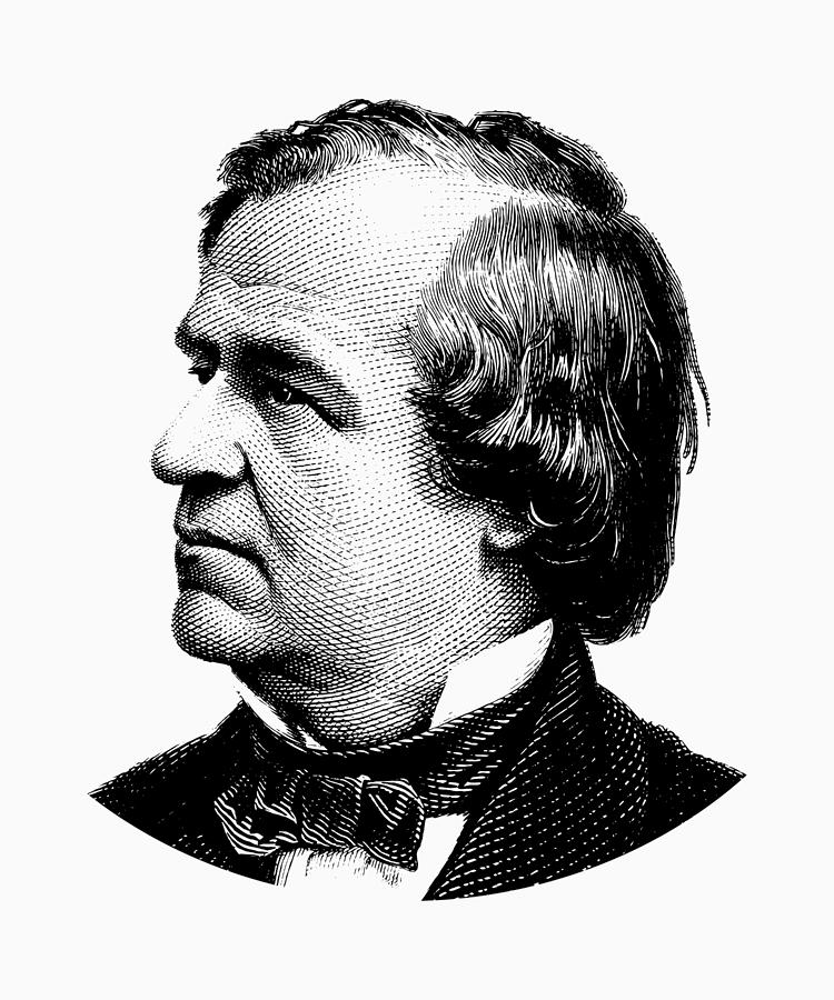 President Andrew Johnson Graphic - Black and White Digital Art by War Is Hell Store
