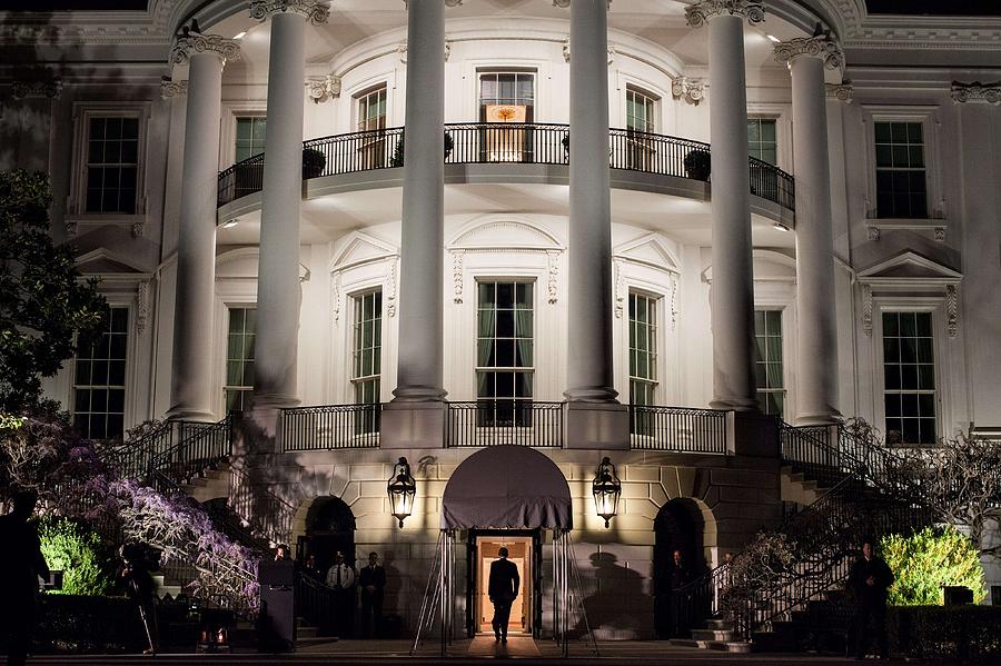 President Barack Obama enters the South Portico of the White House Painting by Celestial Images