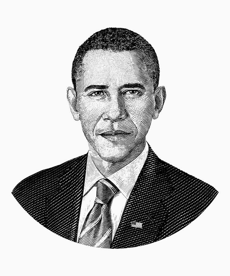 President Barack Obama Graphic Black and White Digital Art by War Is Hell Store