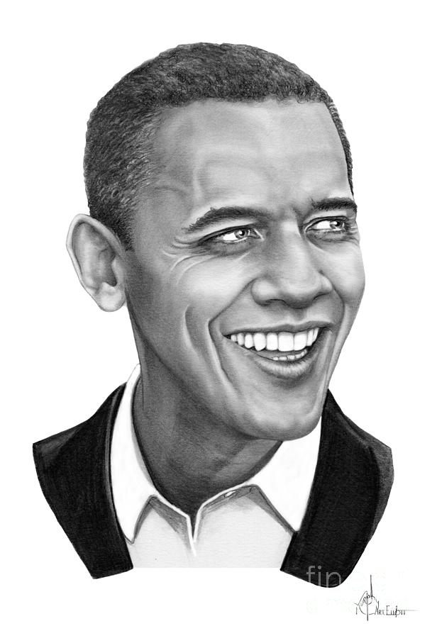 President Barack Obama Drawing by Murphy Elliott