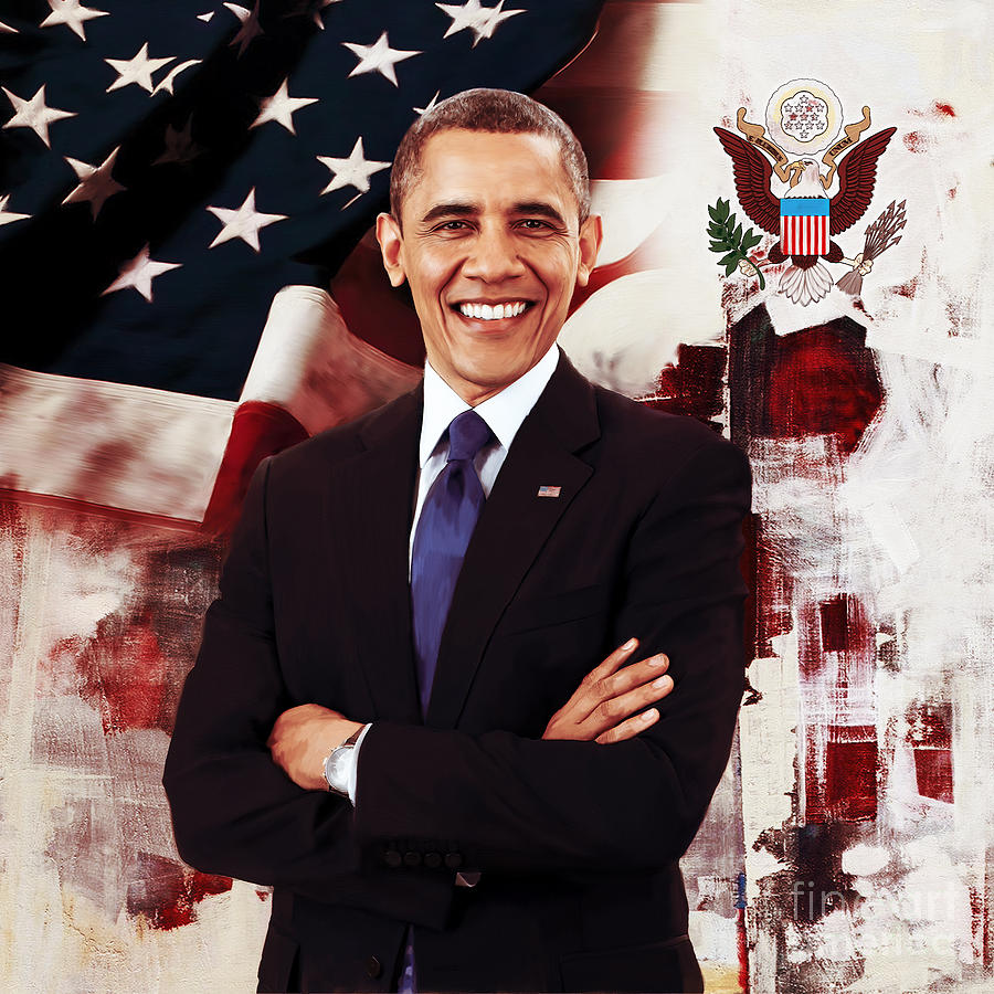 Statue Of Liberty Painting - President Barak Obama  by Gull G
