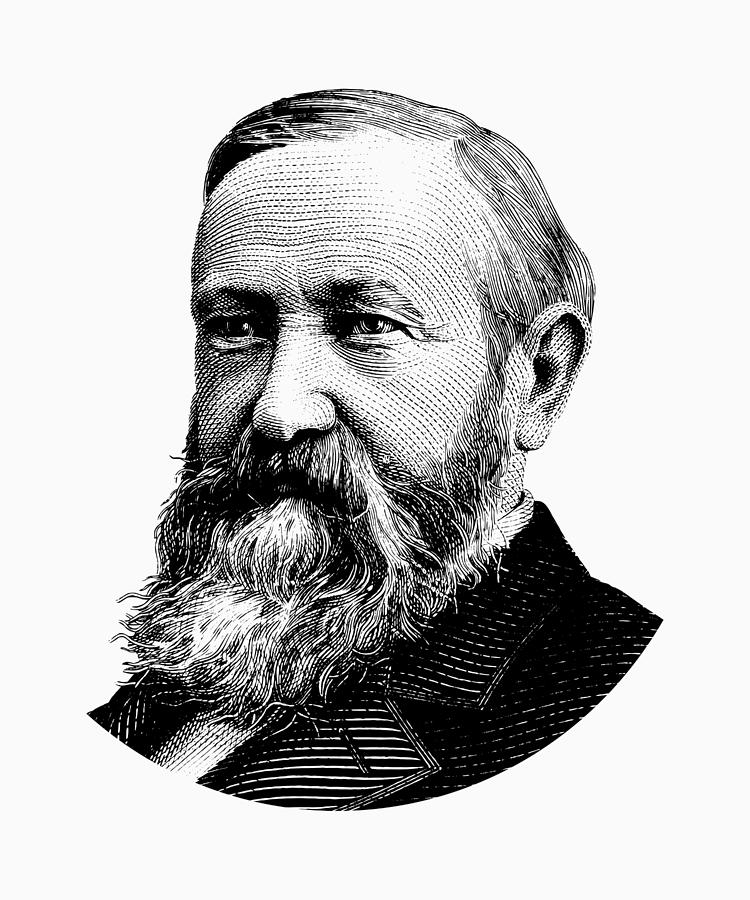 President Benjamin Harrison Graphic - Black and White Digital Art by War Is Hell Store
