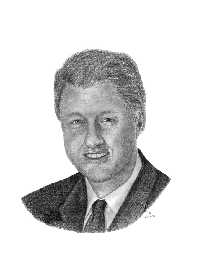 President Bill Clinton Drawing by Charles Vogan