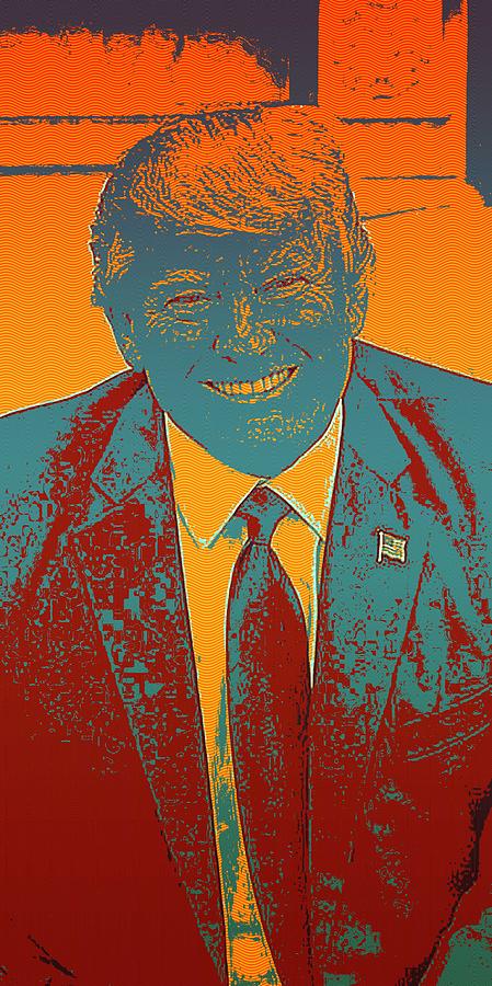 President Donald Trump Portrait Series 4 Painting by Celestial Images