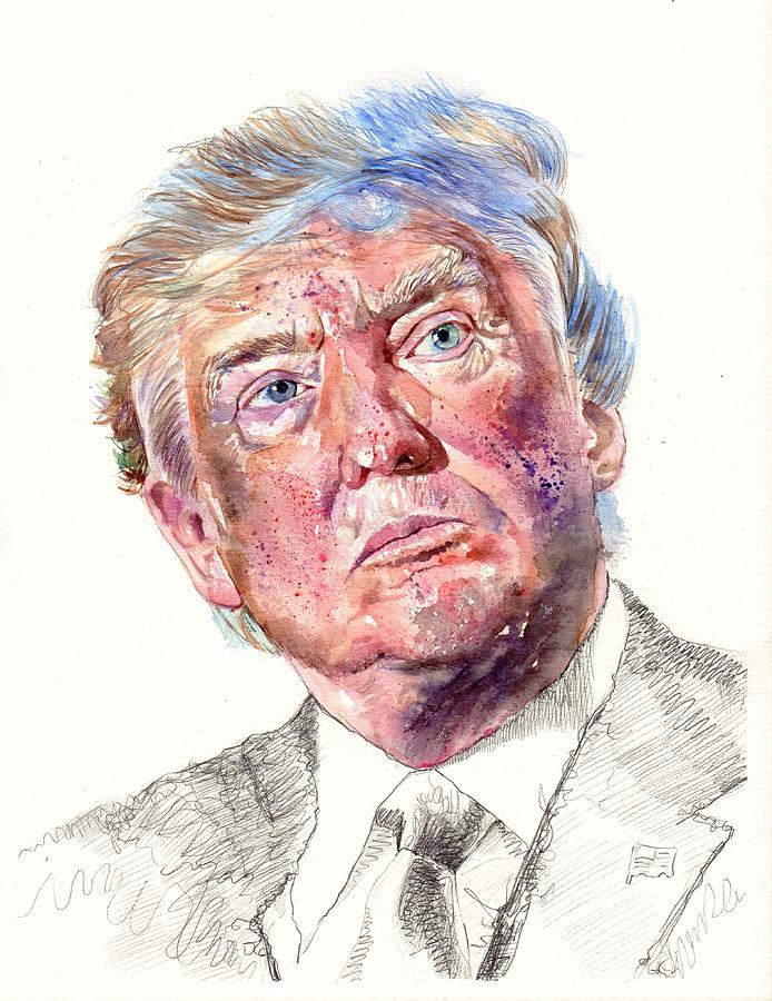 Donald Trump Painting - President Donald Trump portrait by Suzann Sines