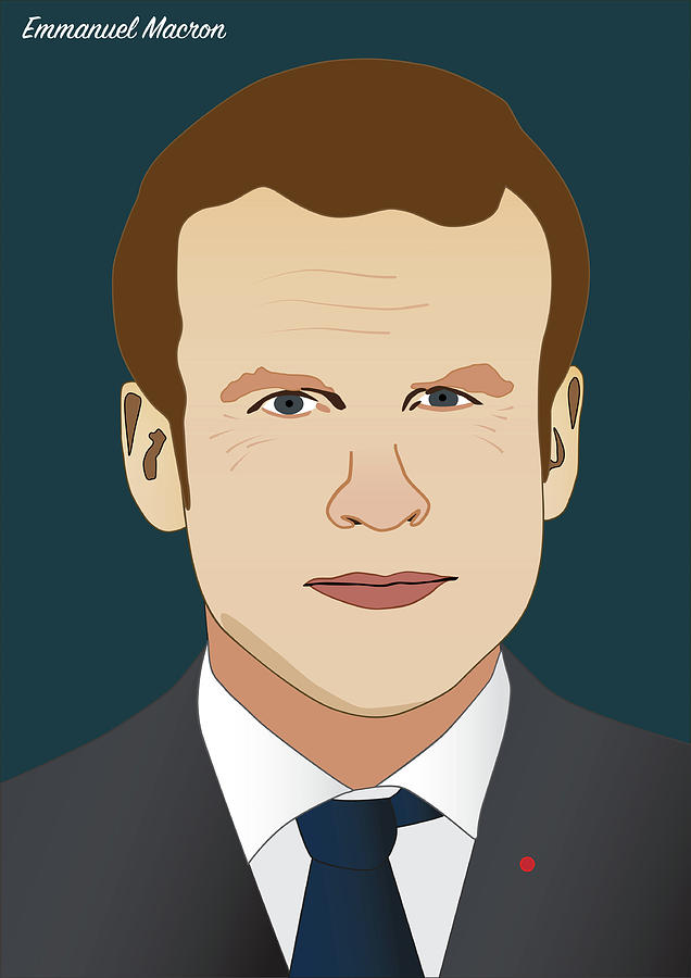 President Emmanuel Macron Drawing by Alain De Maximy