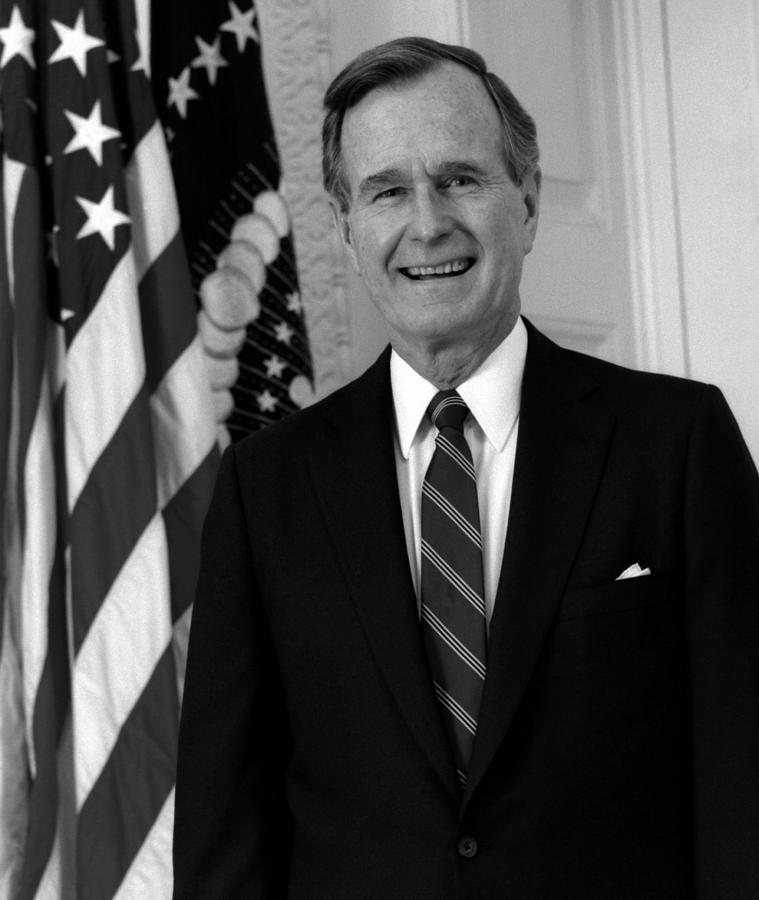 George H W Bush Photograph - President George Bush Sr by War Is Hell Store