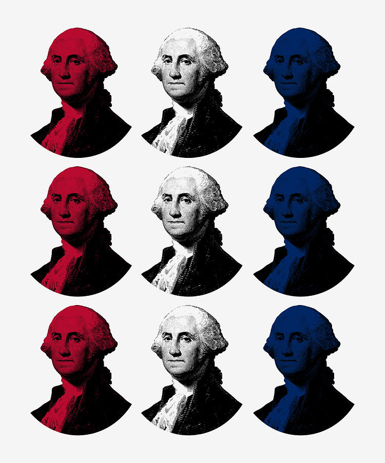 President George Washington - Red, White, and Blue  Digital Art by War Is Hell Store