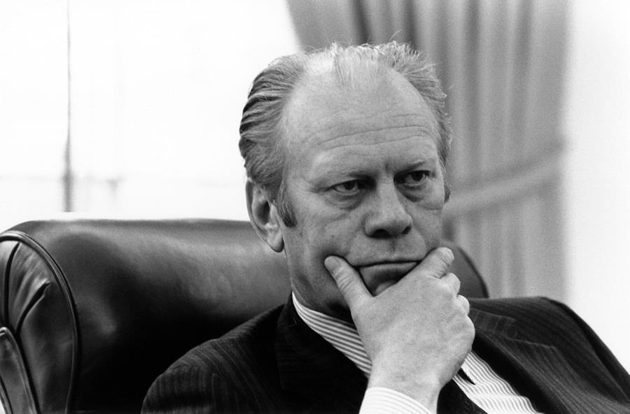 President Gerald Ford - Oval Office - 1975 Photograph by War Is Hell Store