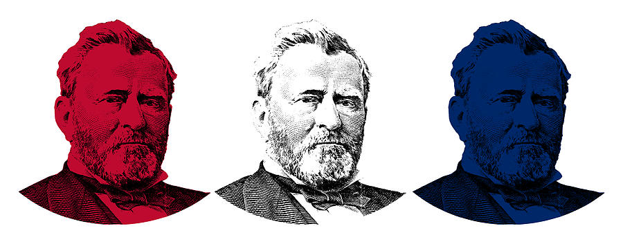 President Grant Red White And Blue Digital Art
