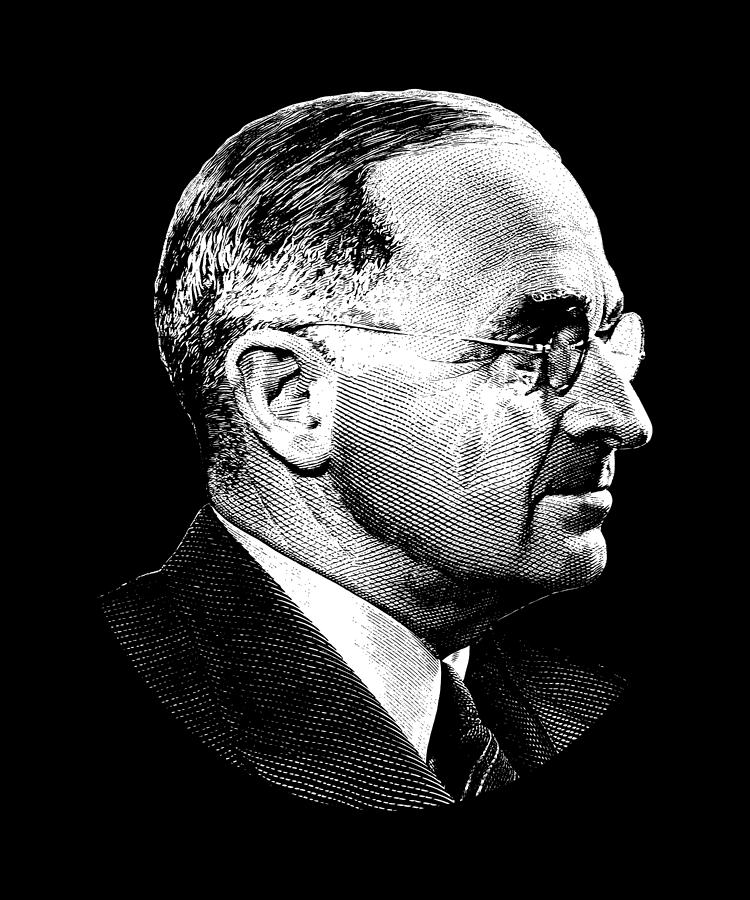 President Harry Truman Profile Portrait Digital Art by War Is Hell Store