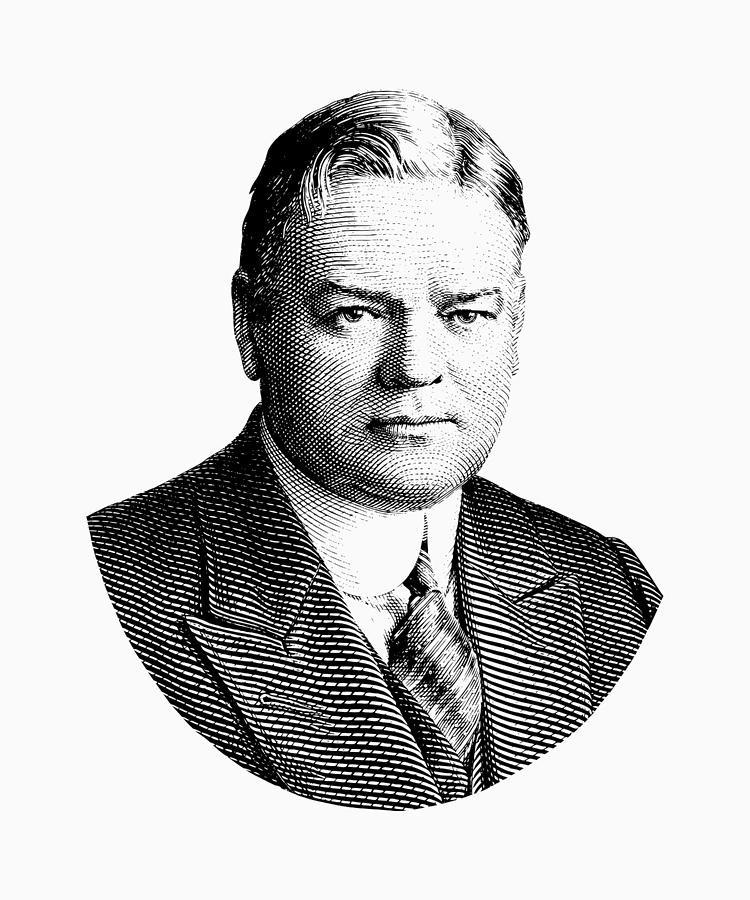 Herbert Hoover Digital Art - President Herbert Hoover Graphic - Black and White by War Is Hell Store