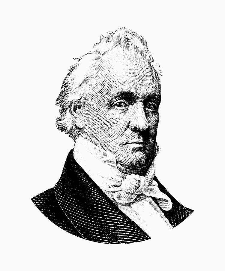 President James Buchanan Graphic - Black and White Digital Art by War Is Hell Store