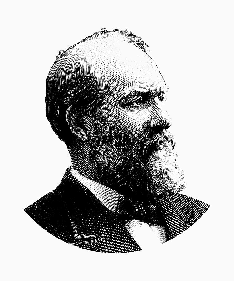 President James Garfield Graphic - Black and White Digital Art by War Is Hell Store